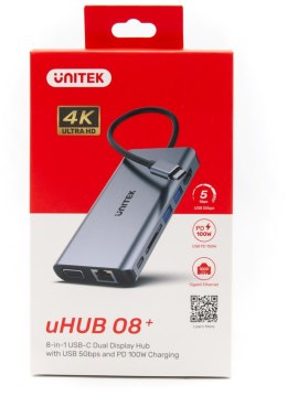 Unitek D1019B Hub USB-C 3.1 8w1 z Power Delivery 100W