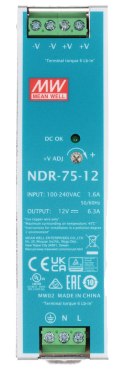 ZASILACZ IMPULSOWY NDR-75-12 MEAN WELL ZASILACZ IMPULSOWY NDR-75-12 MEAN WELL