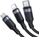 Kabel 3w1 USB-A / USB-C micro-USB Lightning Joyroom S-1T3018A18 120cm 2.4A w oplocie czarny