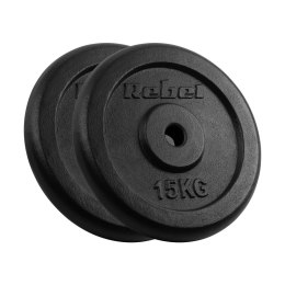 Zestaw obciążeń żeliwnych 2x15kg, otwór 31mm, talerz klasyczny, REBEL ACTIVE