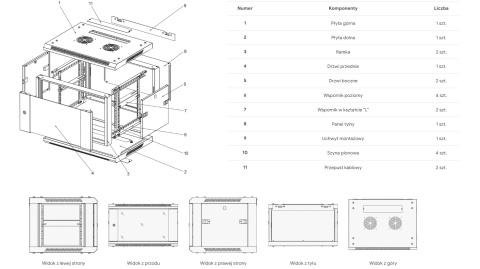 W6409/W - szafa Rack 19" - 600x450x9U (Rozłożona) W6409/W - szafa Rack 19" - 600x450x9U (Rozłożona)