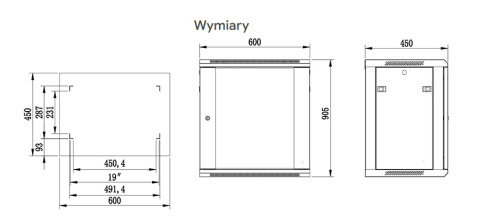 W6418/B - szafa Rack 19" - 600x450x18U W6418/B - szafa Rack 19" - 600x450x18U