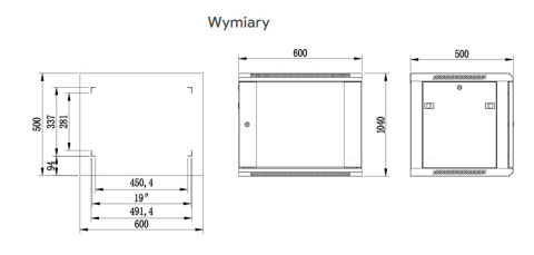 WS6522ZL/B - szafa Rack 19" - 600x500x22U WS6522ZL/B - szafa Rack 19" - 600x500x22U