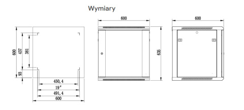 W6612/B - szafa Rack 19" - 600x600x12U (Rozłożona) W6612/B - szafa Rack 19" - 600x600x12U (Rozłożona)