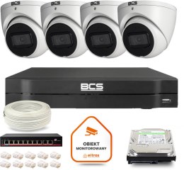 Zestaw monitoringu IP BCS Line 4x Kamera BCS-L-EIP14FSR3-AI1 Rejestrator z dyskiem 1TB