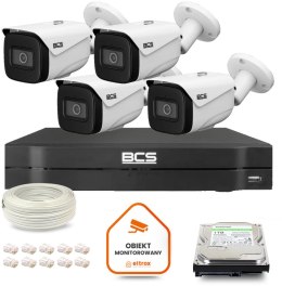 Zestaw monitoringu IP BCS Line 4x Kamera BCS-L-TIP25FSR5-Ai1 Rejestrator z dyskiem 1TB