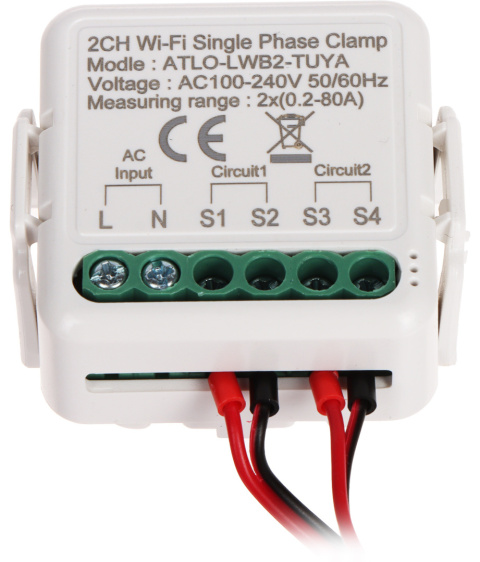MONITOR ENERGII ELEKTRYCZNEJ ATLO-LWB2-TUYA JEDNOFAZOWY DWUKANAŁOWY MONITOR ENERGII ELEKTRYCZNEJ ATLO-LWB2-TUYA JEDNOFAZOWY DWUKANAŁOWY