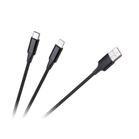 Kabel wtyk USB A - wtyk USB C/ wtyk lightningh (2w1) 1m