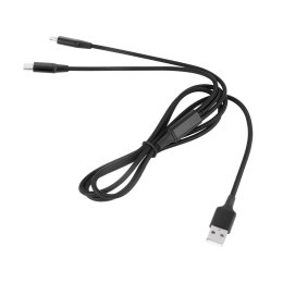 Kabel wtyk USB A - wtyk USB C/ wtyk lightningh (2w1) 1m