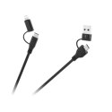 Kabel wtyk USB A/C - wtyk USB C/lightning (2+2) 1m