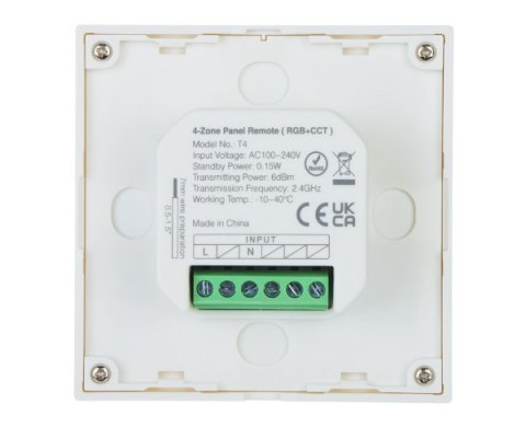 ŚCIENNY STEROWNIK OŚWIETLENIA LED P3 2.4 GHz, RGBCCT (RGBWW) 12 ... 24 V DC MiBOXER ŚCIENNY STEROWNIK OŚWIETLENIA LED P3 2.4 GHz, RGBCCT (RGBWW) 12 ... 24 V DC MiBOXER