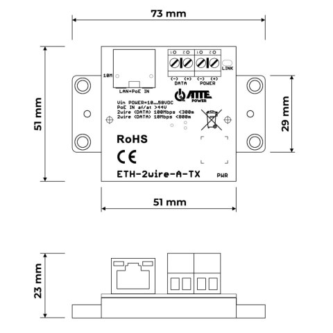 ZESTAW KONWERTERÓW UTP / 2-WIRE DO TRANSMISJI LAN+POE ETH-2WIRE-A-SET2 KOMPLET 2 SZT ATTE ZESTAW KONWERTERÓW UTP / 2-WIRE DO TRANSMISJI LAN+POE ETH-2WIRE-A-SET2 KOMPLET 2 SZT ATTE