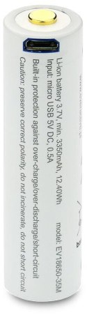 Akumulator 18650 Li-Ion 3,7V everActive 3500mAh (1 szt.) micro-USB z zabezpieczeniem Akumulator 18650 Li-Ion 3,7V everActive 3500mAh (1 szt.) micro-USB z zabezpieczeniem