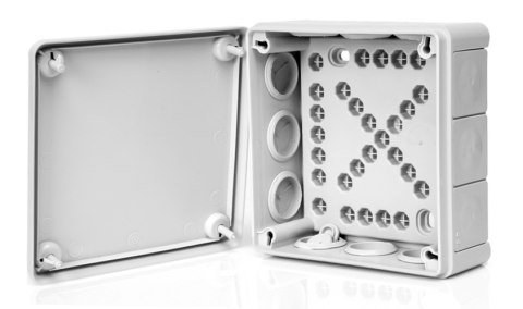 Puszka natynkowa pusta 12 wlotów VIPLAST VP-51 SZARA IP55 118x118x46mm 051-03 Puszka natynkowa pusta 12 wlotów VIPLAST VP-51 SZARA IP55 118x118x46mm 051-03