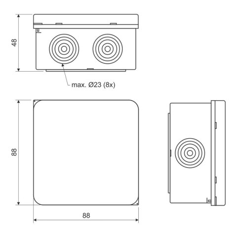 PUSZKA ODGAŁĘŹNA Z DŁAWNICAMI PK-88X88 PUSZKA ODGAŁĘŹNA Z DŁAWNICAMI PK-88X88