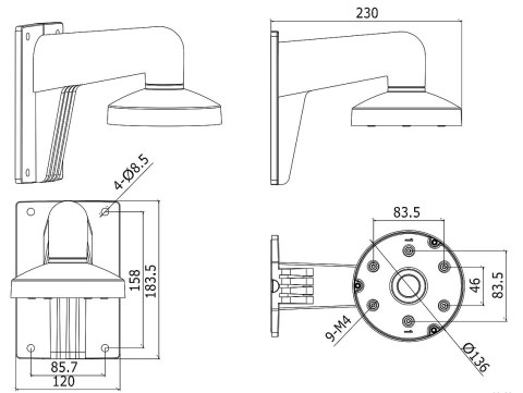 UCHWYT KAMERY DS-1273ZJ-135 Hikvision UCHWYT KAMERY DS-1273ZJ-135 Hikvision