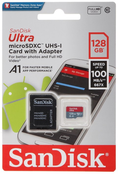 KARTA PAMIĘCI SD-MICRO-10/128-SAND UHS-I, SDXC 128 GB SANDISK KARTA PAMIĘCI SD-MICRO-10/128-SAND UHS-I, SDXC 128 GB SANDISK