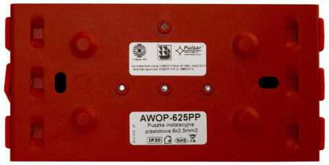 Puszka instalacyjna przelotowa 6x2,5mm2, prostokątna AWOP-625 P/P Puszka instalacyjna przelotowa 6x2,5mm2, prostokątna AWOP-625 P/P