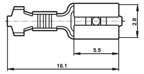 KONEKTOR ŻEŃSKI KSG-2.8/1.0*P100 KONEKTOR ŻEŃSKI KSG-2.8/1.0*P100