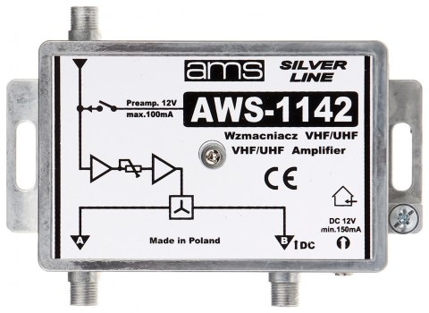 WZMACNIACZ ANTENOWY AWS-1142 17/19dB WZMACNIACZ ANTENOWY AWS-1142 17/19dB