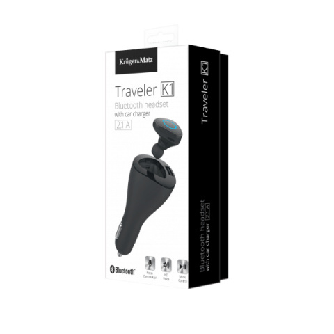 Słuchawka Bluetooth z ładowarką samochodową Kruger&Matz Traveler K1 Słuchawka Bluetooth z ładowarką samochodową Kruger&Matz Traveler K1