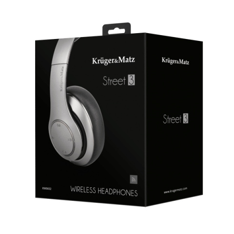Bezprzewodowe słuchawki nauszne Kruger&Matz model Street 3 Wireless, kolor grafitowy Bezprzewodowe słuchawki nauszne Kruger&Matz model Street 3 Wireless, kolor grafitowy