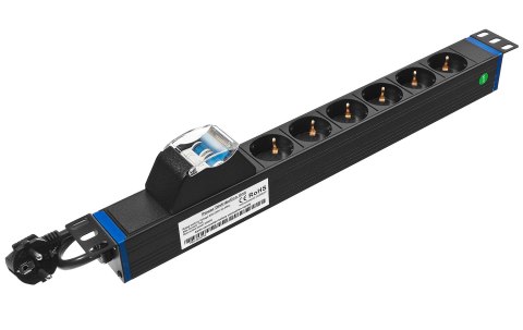 6GN-2WO - listwa zasilająca 19" z automatycznym zabezpieczeniem P2 - 6 gniazd SCHUKO 6GN-2WO - listwa zasilająca 19" z automatycznym zabezpieczeniem P2 - 6 gniazd SCHUKO