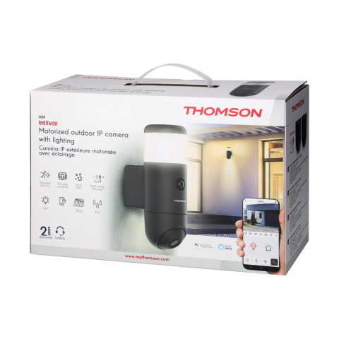 Kamera monitoringu Thomson RHEITA100 z oświetleniem, Wi-Fi, funkcją nagrywania dźwięku i detekcją ruchu Kamera monitoringu Thomson RHEITA100 z oświetleniem, Wi-Fi, funkcją nagrywania dźwięku i detekcją ruchu