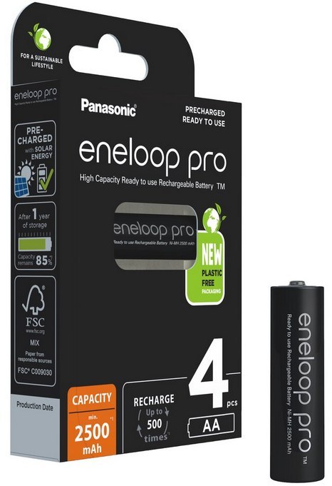 Akumulatorki R6 / AA Panasonic Eneloop PRO 2500mAh Ni-MH BK-3HCDE/4BE (blister 4 szt.)