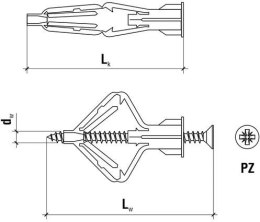 Kołki do karton gipsu 10 x 50 nylon 100szt.