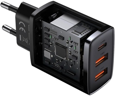 ŁADOWARKA SIECIOWA Baseus Compact Quick Charger CCXJ-E01 30W 2x USB-A 1x USB-C PD 3.0 QC 3.0 CZARNA ŁADOWARKA SIECIOWA Baseus Compact Quick Charger CCXJ-E01 30W 2x USB-A 1x USB-C PD 3.0 QC 3.0 CZARNA