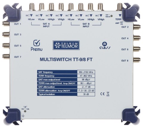 MULTISWITCH TT-9/8-FT-PREMU 9 WEJŚĆ / 8 WYJŚĆ PREMU TELMOR MULTISWITCH TT-9/8-FT-PREMU 9 WEJŚĆ / 8 WYJŚĆ PREMU TELMOR